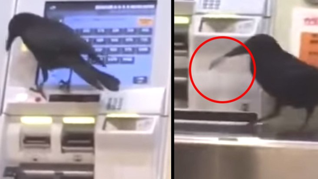 Kassa cihazından bilet almağa çalışarkən görülən qarğanın şoka salan zəkası (Video) 
