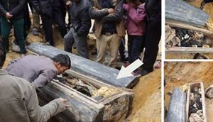 Tabutdan çıxanları görəndə ŞOKA DÜŞDÜLƏR - İnsan sümüyü gözləyirdilər amma... / FOTOLAR